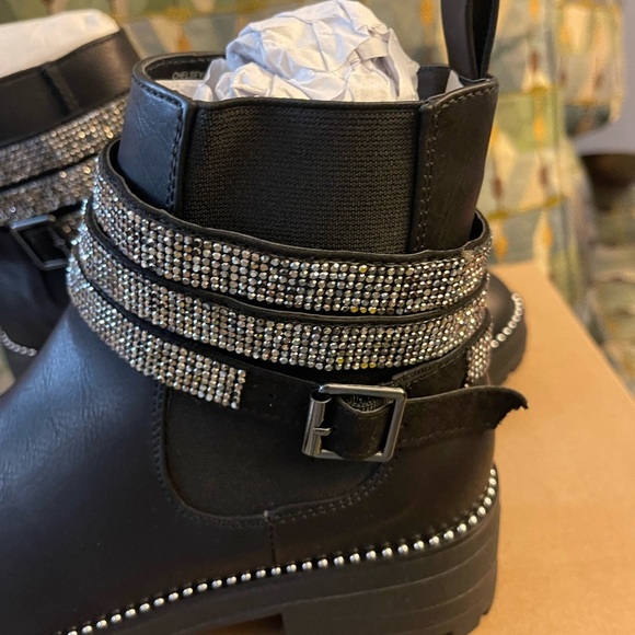 New Steve Madden black rhinestone detail black boots sz 5.5m $109 - Picture 3 of 7